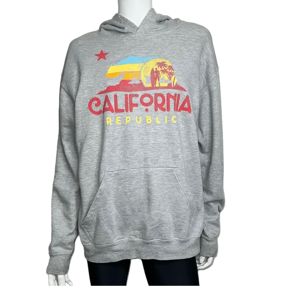 🤑 5/$25 Point Sportswear Graphic “California Republic” Grey Hoodie Sweatshirt